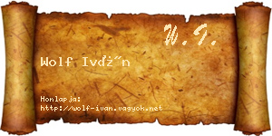 Wolf Iván névjegykártya
